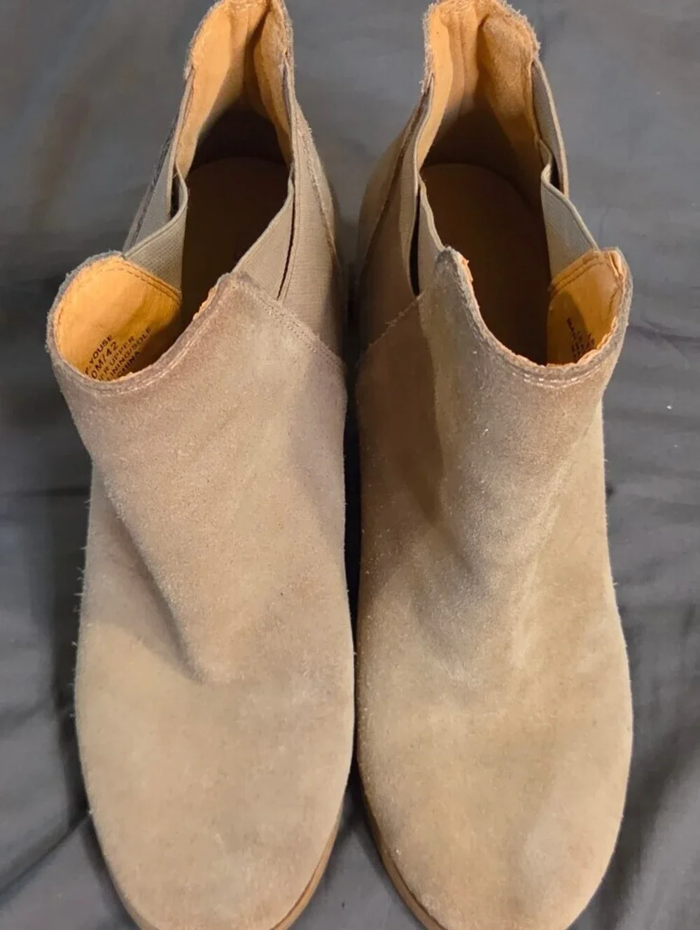 Women's Lucky Brand Taupe Suede Wedge Ankle Boots sz 10